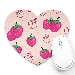 Seamless-strawberry-fruit-pattern-background Heart Mousepad by Salman4z