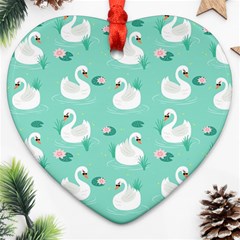 Elegant Swan Seamless Pattern Ornament (heart) by pakminggu