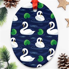 Swan Pattern Elegant Design Oval Ornament (two Sides) by pakminggu