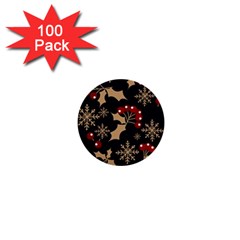 Christmas Pattern With Snowflakes Berries 1  Mini Buttons (100 Pack)  by pakminggu