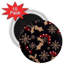 Christmas Pattern With Snowflakes Berries 2 25  Magnets (10 Pack)  by pakminggu