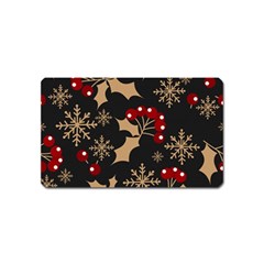 Christmas Pattern With Snowflakes Berries Magnet (name Card) by pakminggu