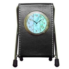 Background Marble Set Pen Holder Desk Clock by pakminggu