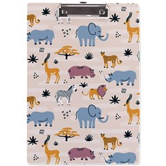 Wild Animals Seamless Pattern A4 Acrylic Clipboard by pakminggu