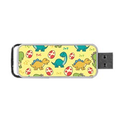 Seamless Pattern With Cute Dinosaurs Character Portable Usb Flash (one Side) by pakminggu