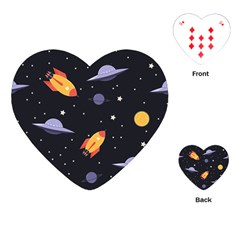 Cosmos Rockets Spaceships Ufos Playing Cards Single Design (heart) by pakminggu