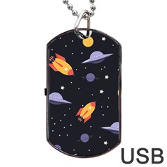 Cosmos Rockets Spaceships Ufos Dog Tag Usb Flash (two Sides) by pakminggu