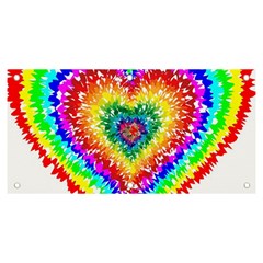 Tie Dye Heart Colorful Prismatic Banner And Sign 6  X 3  by pakminggu