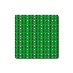 Green Christmas Tree Pattern Background Square Magnet by pakminggu