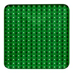 Green Christmas Tree Pattern Background Square Glass Fridge Magnet (4 Pack) by pakminggu