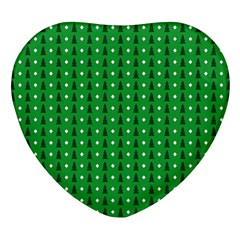 Green Christmas Tree Pattern Background Heart Glass Fridge Magnet (4 Pack) by pakminggu