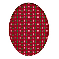 Snowflake Christmas Tree Pattern Oval Glass Fridge Magnet (4 Pack) by pakminggu