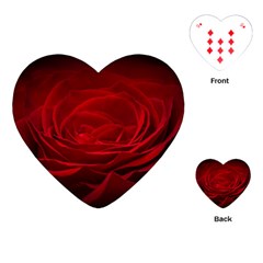 Rose Red Rose Red Flower Petals Waves Glow Playing Cards Single Design (heart) by pakminggu