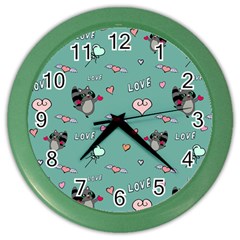 Raccoon Texture Seamless Scrapbooking Hearts Color Wall Clock by pakminggu