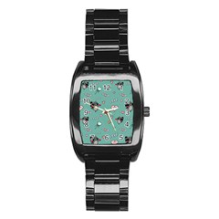 Raccoon Texture Seamless Scrapbooking Hearts Stainless Steel Barrel Watch by pakminggu