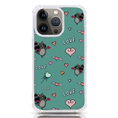 Raccoon Texture Seamless Scrapbooking Hearts Iphone 13 Pro Tpu Uv Print Case by pakminggu