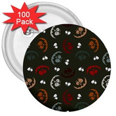 Art Halloween Pattern Creepy Design Digital Papers 3  Buttons (100 Pack)  by pakminggu