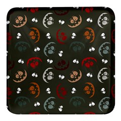 Art Halloween Pattern Creepy Design Digital Papers Square Glass Fridge Magnet (4 Pack) by pakminggu