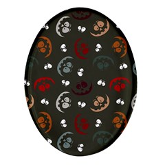 Art Halloween Pattern Creepy Design Digital Papers Oval Glass Fridge Magnet (4 Pack) by pakminggu