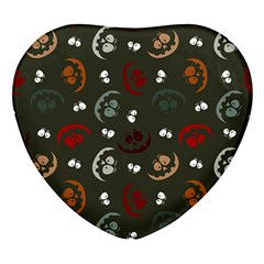 Art Halloween Pattern Creepy Design Digital Papers Heart Glass Fridge Magnet (4 Pack) by pakminggu