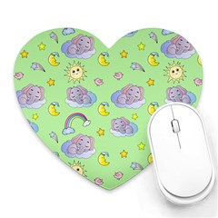Elephant Sleeping Elephants Background Heart Mousepad by pakminggu