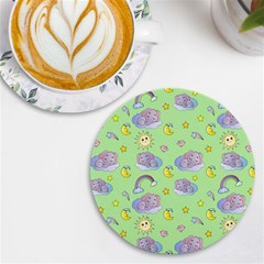 Elephant Sleeping Elephants Background Uv Print Round Tile Coaster by pakminggu