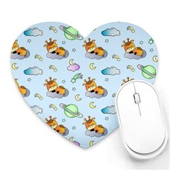 Pattern Giraffe Animal Seamless Scrapbooking Blue Heart Mousepad by pakminggu