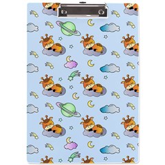 Pattern Giraffe Animal Seamless Scrapbooking Blue A4 Acrylic Clipboard by pakminggu