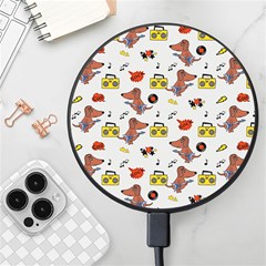 Background Pattern Texture Design Dog Music Wireless Fast Charger(black) by pakminggu