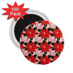 Poinsettia Pattern Seamless Pattern Christmas Xmas 2 25  Magnets (100 Pack)  by pakminggu