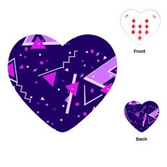 Purple Blue Geometric Pattern Playing Cards Single Design (heart) by danenraven