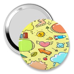 Cute Sketch Child Graphic Funny 3  Handbag Mirrors by danenraven