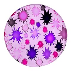 Inks Drops Black Paint Design Round Glass Fridge Magnet (4 Pack) by danenraven