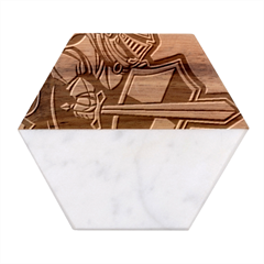 Knight Shield Sword Shield Fictional Character Marble Wood Coaster (hexagon)  by danenraven