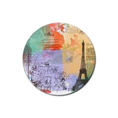 Scrapbook Paris Vintage France Rubber Coaster (round) by Mog4mog4