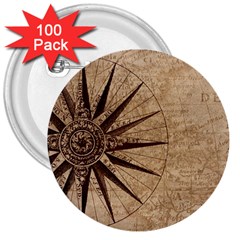 Compass Map Nautical Antique 3  Buttons (100 Pack)  by Mog4mog4