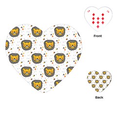 Lion Heads Pattern Design Doodle Playing Cards Single Design (heart) by Mog4mog4