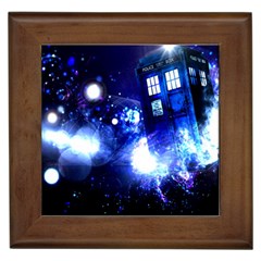 Tardis Background Space Framed Tile by Mog4mog4