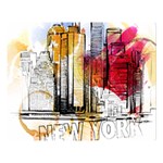 New York City Skyline Vector Illustration Two Sides Premium Plush Fleece Blanket (Large) 80 x60  Blanket Front