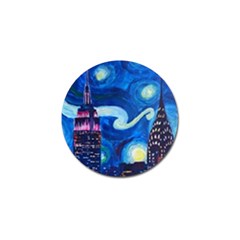 Starry Night In New York Van Gogh Manhattan Chrysler Building And Empire State Building Golf Ball Marker (10 Pack) by Mog4mog4