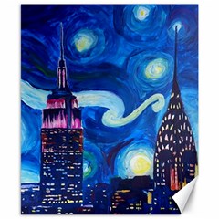 Starry Night In New York Van Gogh Manhattan Chrysler Building And Empire State Building Canvas 8  X 10  by Mog4mog4