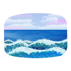 Illustration Landscape Sea Ocean Waves Beach Blue Mini Square Pill Box by Mog4mog4