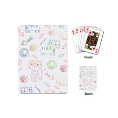 Cats And Food Doodle Seamless Pattern Playing Cards Single Design (mini) by Bakwanart