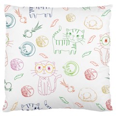 Cats And Food Doodle Seamless Pattern Standard Premium Plush Fleece Cushion Case (two Sides) by Bakwanart