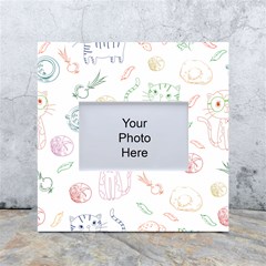 Cats And Food Doodle Seamless Pattern White Box Photo Frame 4  X 6  by Bakwanart
