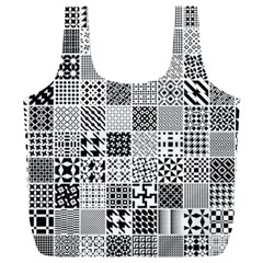 Black And White Geometric Patterns Full Print Recycle Bag (xxl) by Bakwanart