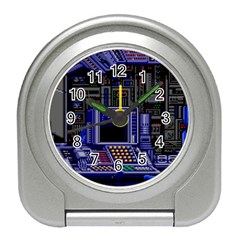 Blue Computer Monitor With Chair Game Digital Wallpaper, Digital Art Travel Alarm Clock by Bakwanart