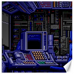 Blue Computer Monitor With Chair Game Digital Wallpaper, Digital Art Canvas 12  X 12  by Bakwanart