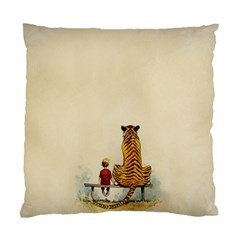 Tiger Sitting Beside Boy Painting Parody Cartoon Standard Cushion Case (one Side) by Bakwanart