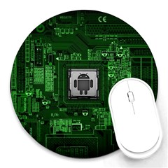 Technology Computer Chip Electronics Industry Circuit Board Round Mousepad by Bakwanart